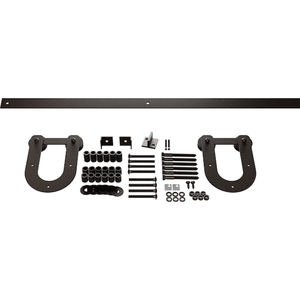 Ekena Millwork Economy Horseshoe Barn Door Hardware Set w/ 4' Track & Silent Rollers for 1 3/8" to 1 3/4" Doors GB6008H24AB - main